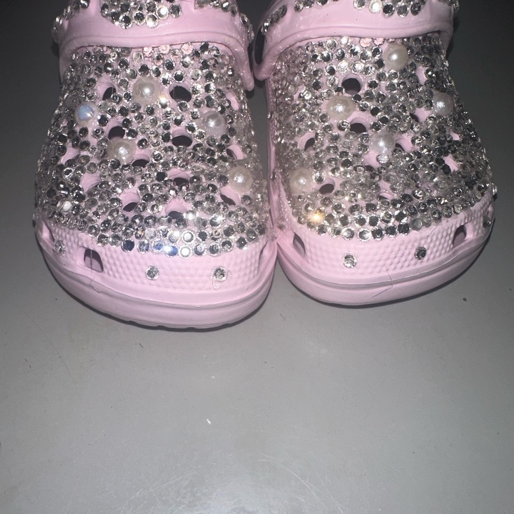 Sparkly Pink Kids Clogs with Rhinestones SIZE 5/6